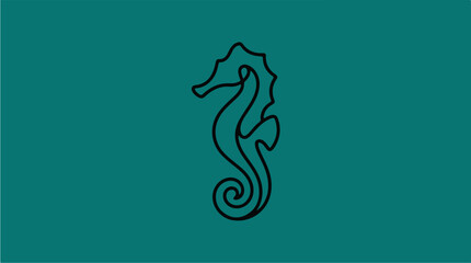 Stylized Seahorse Silhouette on Teal Background.