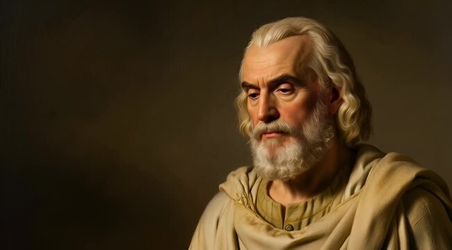 Socrates Contemplative Portrait with Candlelight and Large Copy Space. 2