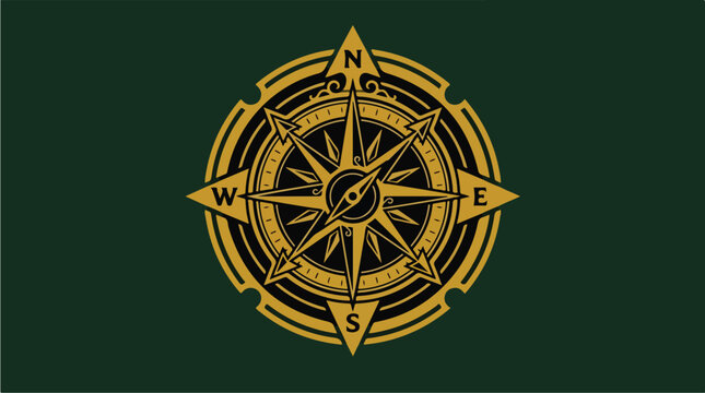 Vintage Compass Rose Nautical Navigation Symbol.