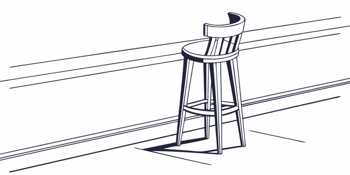 A vintage wooden stool with a curved seat and backrest