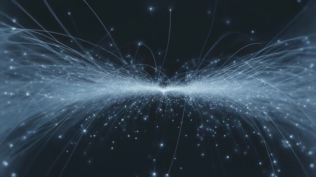 Seamless looping silver blue particles scattering outward cinematic slow energy bursts glowing sparks refined visuals motion gradient