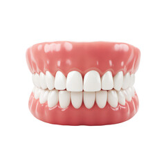 Fototapeta premium Realistic 3 d rendered full set of healthy white dentures isolated on a transparent background