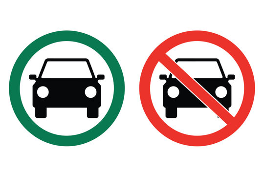 Yes and No Car Sign Icons &ndash; Vector Clipart on Transparent Background