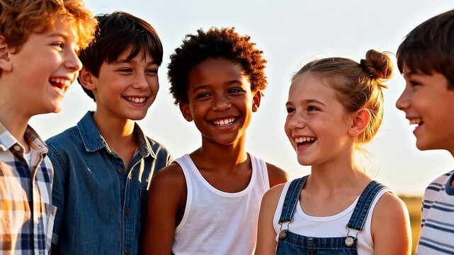 group of smiling children outdoors
