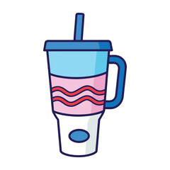 Obraz premium Colorful tumbler cup with straw and handle