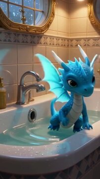 Niedlicher blauer Wasserdrache