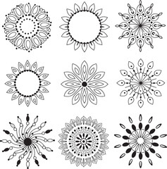 set of ornate floral mandala designs