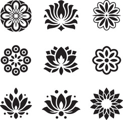 Fototapeta premium Set of various floral designs and patterns