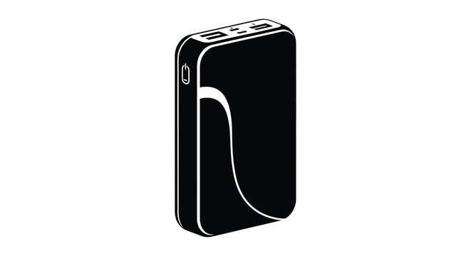 A sleek black external hard drive is prominently displayed against a white background a striking silhouette high quality