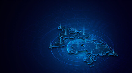 Global connection network background. World map. Internet technology concept or global communication.