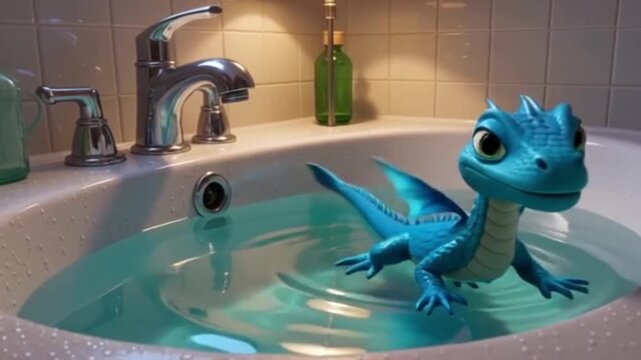 Niedlicher blauer Wasserdrache