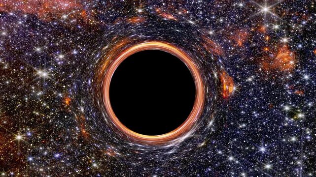 Gigantic Black Hole Swallowing Millions Of Stars In A Massive Dense Galaxy In The Deep Space Universe