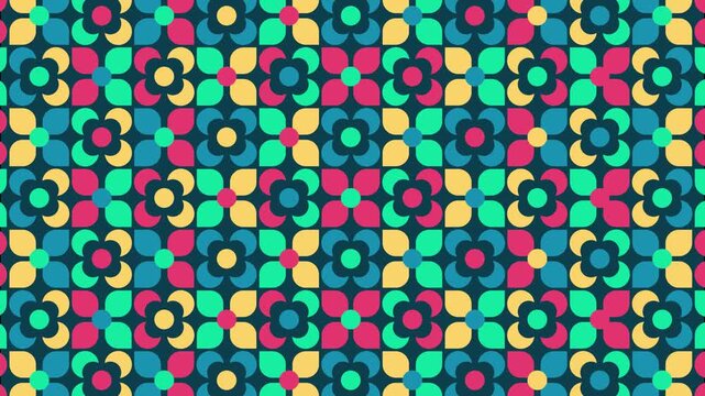 Seamless Small Floral Flowers Geometric Pattern Background with Smooth Zoom In Motion