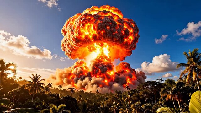 Explosion in tropical forest