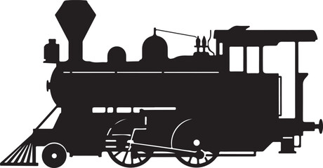 Obraz premium Vintage Steam Locomotive Train Silhouette Isolated on White