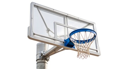 Naklejka premium Close-up of a professional basketball hoop and backboard against a white background.