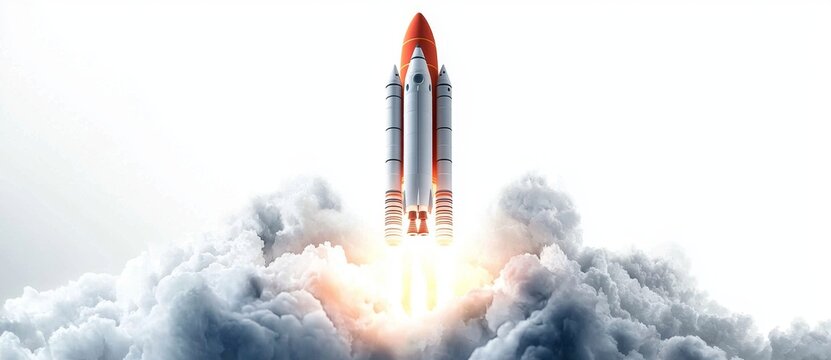 Captivating visual of a rocket launch rendered in detailed 3D graphics.