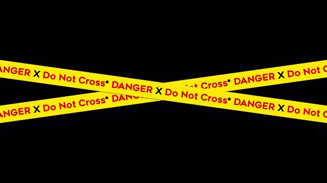 Animated Yellow Danger Do Not Cross Tape on Transparent Background