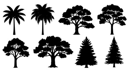 Vector Set of Botanical Plant and Tree Silhouettes Isolated Design Elements © Enduro Lenzo 