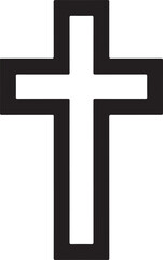 Obraz premium Christian Cross Icon Outline Isolated on White Background