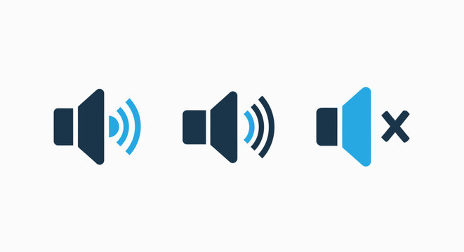 Volume control icons showing mute, low, and high sound levels