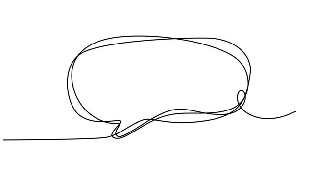 speech bubble continuous one line drawing animation, Two bubble speech continuous one line drawing video, Empty speech bubble outline simple line communication concept abstract thought balloon blank