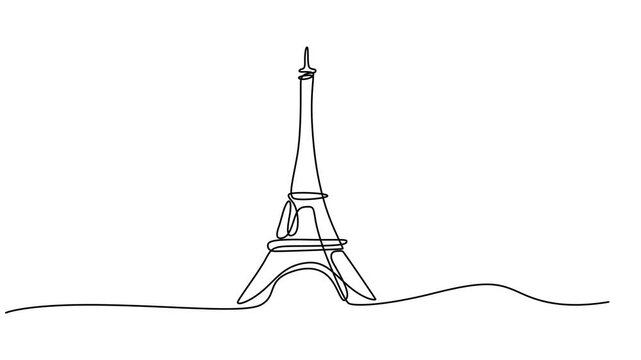 Self drawing animation one continuous line draw, logo,
Abstract Eiffel Tower, Paris, Animation of one line drawing of Eiffel Tower landmark wall poster. Iconic place in Paris, France. Tourism
