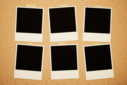 Six blank instant photo frames arranged in two rows