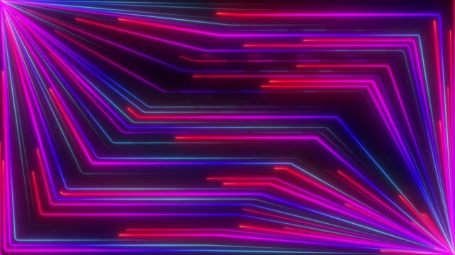 angular geometric neon lines pink purple tech data flow futuristic grid circuit background loop