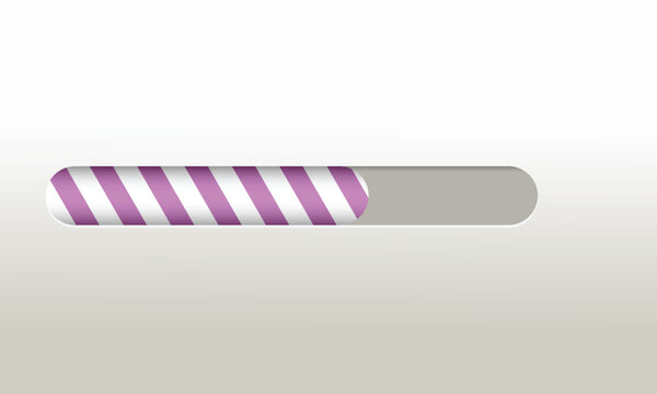 Striped progress bar indicator. Diagonal purple loading bar on light background. Minimal interface status element for website or application UI.