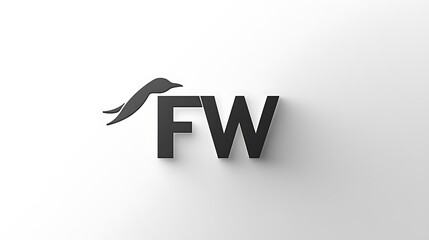 Obraz premium A logo featuring the letters FW with a stylized bird or wing element on a white background