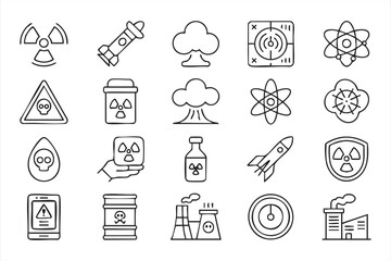 Modern Radioactive Warning Icon Pack with Atomic Energy Nuclear Waste and Hazard Signs © Icon Nest