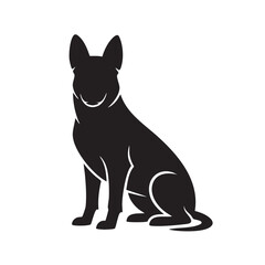 Obraz premium Silhouette of a Loyal Companion: A sleek, black silhouette captures the elegant form of a dog in a moment of calm attention, radiating grace and loyalty.