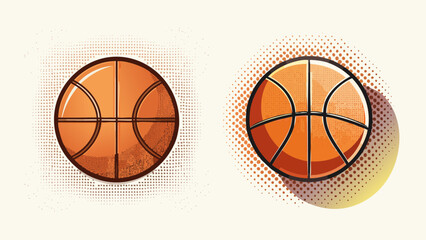 Obraz premium Basketball illustrations a close-up on two distinct styles of graphic design featuring the iconic sports ball