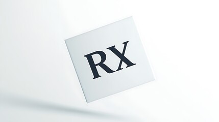 Obraz premium A white square piece of paper with the letters RX printed on it in black