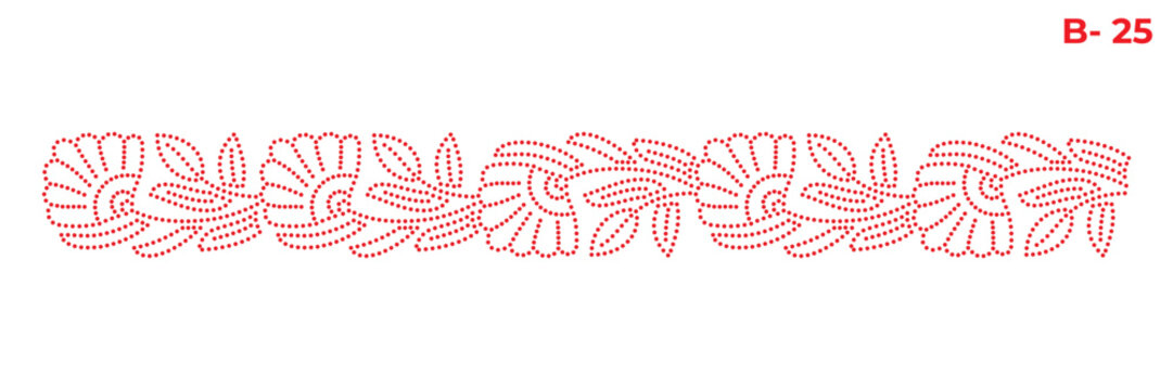 Rhinestone hotfix seamless pattern of flower and leaf motif design for laser cutting, 2.2 mm hole size 6 ss.