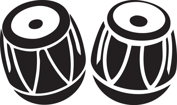 Traditional Tabla Indian Drums Pair Vector Illustration for Classical Music Culture Percussion and Ethnic Sound Design