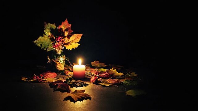 Nuit des bougies (mat&eacute;riel d'image d'automne)