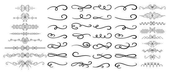 Obraz premium Set of decorative divider elements. Divider ornament, borders, doodle, separators, page dividers, header