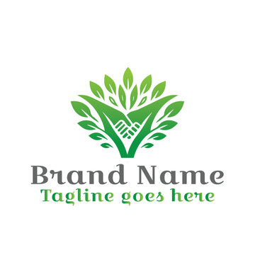 Handshake Plant logo. Very suitable for environment related field. Fully Vector EPS file. CMYK color mode. Editable color. Easy to download.