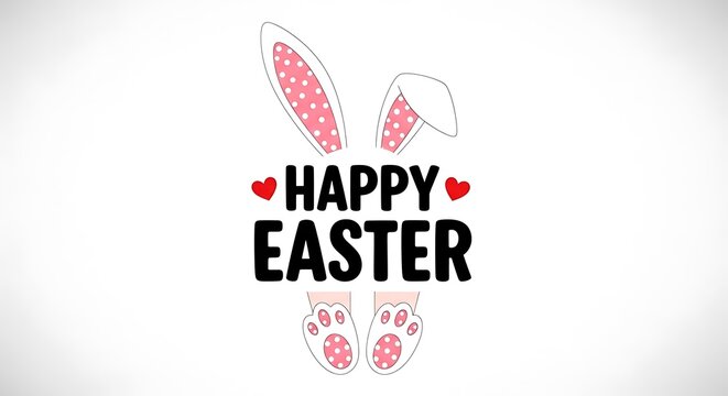 Happy easter sunday with cross and bunny