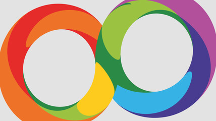 Fototapeta premium An abstract illustration features two overlapping circles composed of vibrant rainbow colors creating a dynamic and visually appealing design high quality professional detailed modern elegant stylish