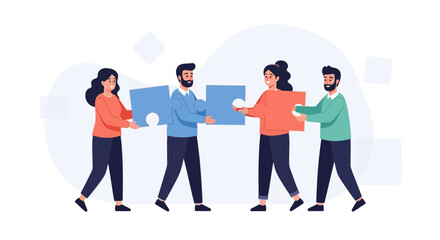 Obraz premium Teamwork puzzle pieces, people connecting for success, collaboration concept