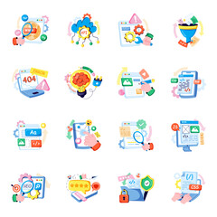 Fototapeta premium Set of Seo and Web Flat Illustrations