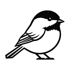 Black capped chickadee bird silhouette isolated on white background © vectree