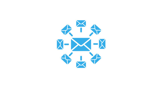 emails flying around a central inbox.