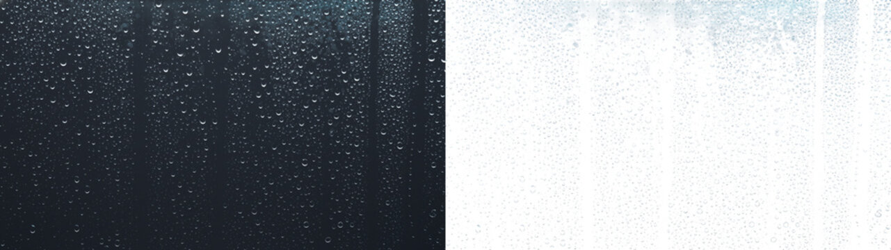 Water drops rainy window streak mist reflection dense overlay PNG transparent background