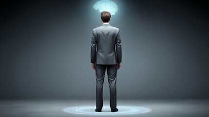 Obraz premium A business person with a brain icon is over his head 