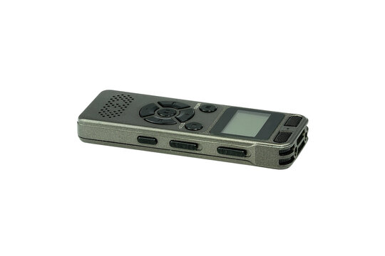 Portable digital voice recorder Dictaphone isolated on white background professional audio recording device