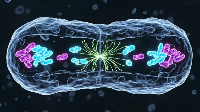 Cell Division - A Detailed Visualization of Mitosis and Cytokinesis Process.